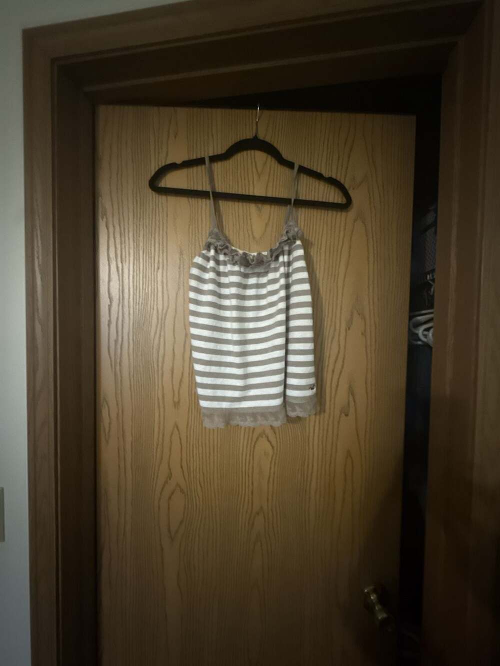 Hollister Striped Lace Trim Cami Tank Top Size L